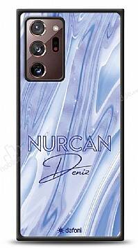 Dafoni Glossy Samsung Galaxy Note 20 Ultra Kişiye Özel Simli Cornflower Mermer Kılıf - 1