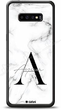 Dafoni Glossy Samsung Galaxy S10 Kişiye Özel Harf İsimli White Marble Kılıf - 1