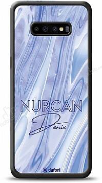 Dafoni Glossy Samsung Galaxy S10 Kişiye Özel Simli Cornflower Mermer Kılıf - 1