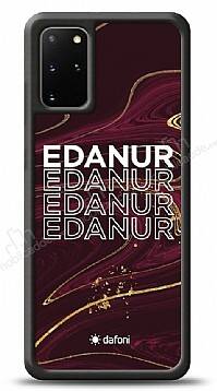 Dafoni Glossy Samsung Galaxy S20 Plus Kişiye Özel İsimli Simli Bordo Mermer Desenli Kılıf - 1