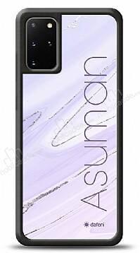 Dafoni Glossy Samsung Galaxy S20 Plus Kişiye Özel İsimli Simli Mor Mermer Kılıf - 1