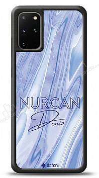 Dafoni Glossy Samsung Galaxy S20 Plus Kişiye Özel Simli Cornflower Mermer Kılıf - 1