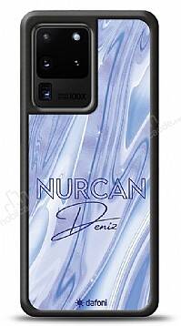 Dafoni Glossy Samsung Galaxy S20 Ultra Kişiye Özel Simli Cornflower Mermer Kılıf - 1