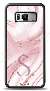 Dafoni Glossy Samsung Galaxy S8 Kişiye Özel Harf Simli Pembe Mermer Kılıf - 1