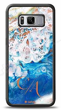 Dafoni Glossy Samsung Galaxy S8 Plus Kişiye Özel Çift Harf Simli Okyanus Mermer Kılıf - 1