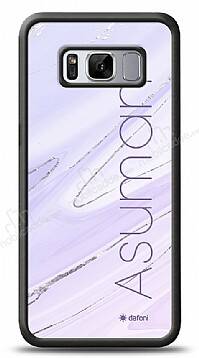 Dafoni Glossy Samsung Galaxy S8 Plus Kişiye Özel İsimli Simli Mor Mermer Kılıf - 1