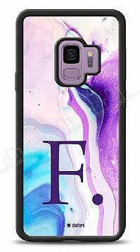 Dafoni Glossy Samsung Galaxy S9 Kişiye Özel Harf Simli Pembe Mermer Desenli Kılıf - 1