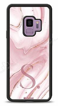 Dafoni Glossy Samsung Galaxy S9 Kişiye Özel Harf Simli Pembe Mermer Kılıf - 1