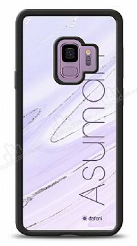 Dafoni Glossy Samsung Galaxy S9 Kişiye Özel İsimli Simli Mor Mermer Kılıf - 1