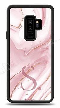 Dafoni Glossy Samsung Galaxy S9 Plus Kişiye Özel Harf Simli Pembe Mermer Kılıf - 1