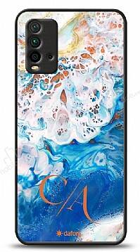 Dafoni Glossy Xiaomi Redmi 9T Kişiye Özel Çift Harf Simli Okyanus Mermer Kılıf - 1