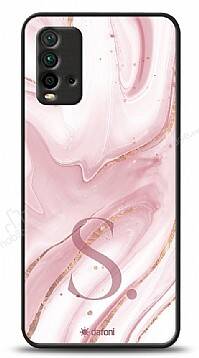 Dafoni Glossy Xiaomi Redmi 9T Kişiye Özel Harf Simli Pembe Mermer Kılıf - 1