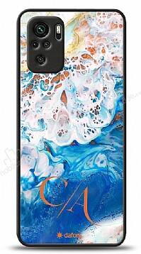 Dafoni Glossy Xiaomi Redmi Note 10 Kişiye Özel Çift Harf Simli Okyanus Mermer Kılıf - 1