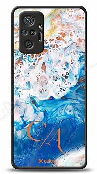 Dafoni Glossy Xiaomi Redmi Note 10 Pro Kişiye Özel Çift Harf Simli Okyanus Mermer Kılıf - 1