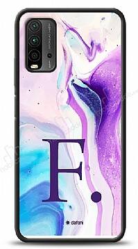 Dafoni Glossy Xiaomi Redmi Note 9 4G Kişiye Özel Harf Simli Pembe Mermer Desenli Kılıf - 1