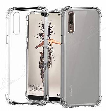 Dafoni Hummer Huawei P20 Ultra Koruma Silikon Kenarlı Şeffaf Kılıf - 1