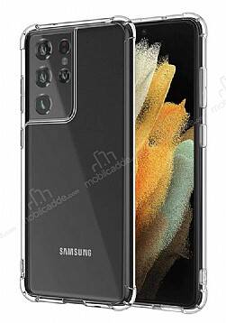 Dafoni Hummer Samsung Galaxy S21 Ultra Süper Koruma Silikon Kenarlı Şeffaf Kılıf - 1