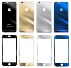 Dafoni iPhone 6 Plus / 6S Plus Ön + Arka Tempered Glass Ayna Silver Cam Ekran Koruyucu - 8