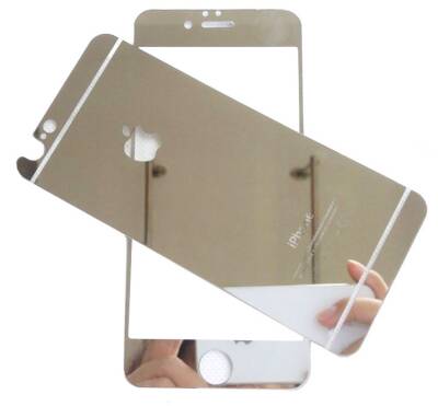 Dafoni iPhone 6 Plus / 6S Plus Ön + Arka Tempered Glass Ayna Silver Cam Ekran Koruyucu - 14