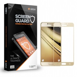 Dafoni Samsung Galaxy C5 Pro Tempered Glass Premium Full Gold Cam Ekran Koruyucu - 1