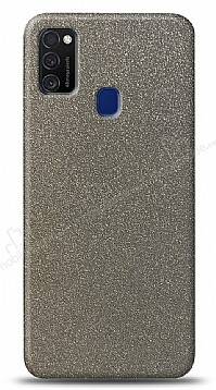 Dafoni Samsung Galaxy M21 Silver Parlak Simli Telefon Kaplama - 1