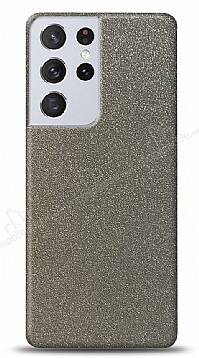 Dafoni Samsung Galaxy S21 Ultra Silver Parlak Simli Telefon Kaplama - 1