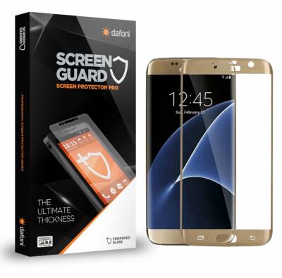 Dafoni Samsung Galaxy S7 Edge Curve Tempered Glass Premium Gold Cam Ekran Koruyucu - 1