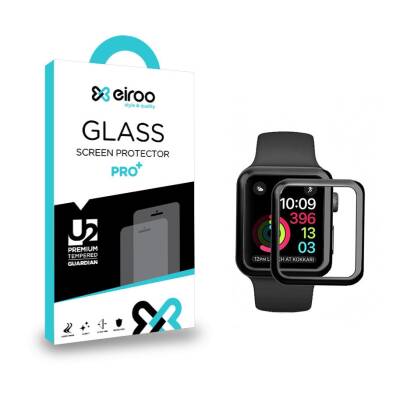 Eiroo Apple Watch Tempered Glass Premium Siyah Full Cam Ekran Koruyucu ( 44 mm ) - 1