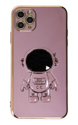 Eiroo Astronot iPhone 11 Pro Max Standlı Mor Silikon Kılıf - 1