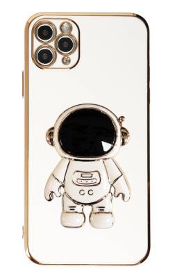 Eiroo Astronot iPhone 11 Pro Standlı Beyaz Silikon Kılıf - 4