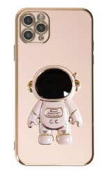 Eiroo Astronot iPhone 11 Pro Standlı Pembe Silikon Kılıf - 1