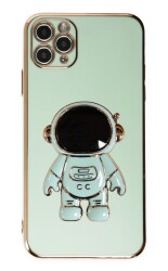 Eiroo Astronot iPhone 11 Pro Standlı Yeşil Silikon Kılıf - 1