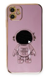 Eiroo Astronot iPhone 11 Standlı Mor Silikon Kılıf - 1