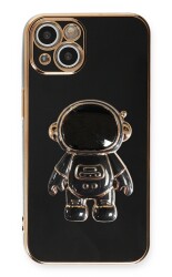 Eiroo Astronot iPhone 13 Mini Standlı Siyah Silikon Kılıf - 1