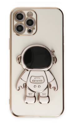 Eiroo Astronot iPhone 13 Pro Max Standlı Beyaz Silikon Kılıf - 1