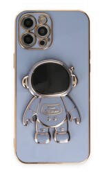 Eiroo Astronot iPhone 13 Pro Max Standlı Mavi Silikon Kılıf - 1