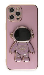 Eiroo Astronot iPhone 13 Pro Max Standlı Mor Silikon Kılıf - 1