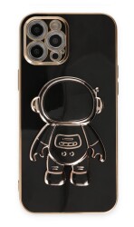 Eiroo Astronot iPhone 13 Pro Max Standlı Siyah Silikon Kılıf - 1