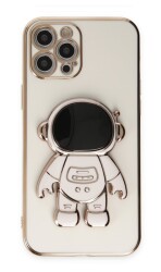 Eiroo Astronot iPhone 13 Pro Standlı Beyaz Silikon Kılıf - 1