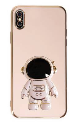 Eiroo Astronot iPhone X / XS Standlı Pembe Silikon Kılıf - 1