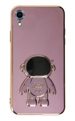 Eiroo Astronot iPhone XR Standlı Mor Silikon Kılıf - 1