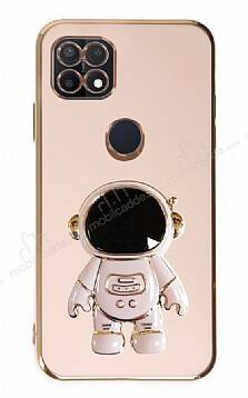 Eiroo Astronot Oppo A15 / A15s Standlı Pembe Silikon Kılıf - 1