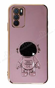 Eiroo Astronot Oppo A16 Standlı Mor Silikon Kılıf - 1