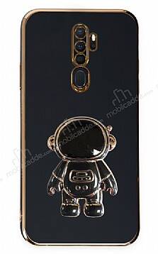 Eiroo Astronot Oppo A5 2020 / A9 2020 Standlı Siyah Silikon Kılıf - 1