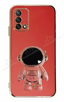 Eiroo Astronot Oppo A74 4G Standlı Kırmızı Silikon Kılıf - 1