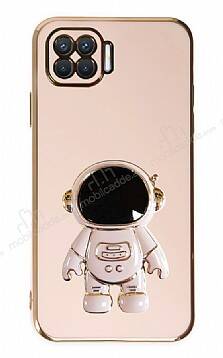 Eiroo Astronot Oppo Reno4 Lite Standlı Pembe Silikon Kılıf - 1