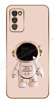 Eiroo Astronot Samsung Galaxy A02s Standlı Pembe Silikon Kılıf - 1