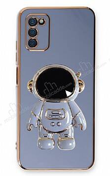 Eiroo Astronot Samsung Galaxy A03s Standlı Mavi Silikon Kılıf - 1