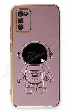 Eiroo Astronot Samsung Galaxy A03s Standlı Mor Silikon Kılıf - 1