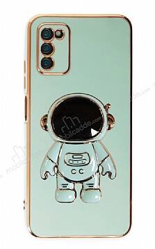 Eiroo Astronot Samsung Galaxy A03s Standlı Yeşil Silikon Kılıf - 1